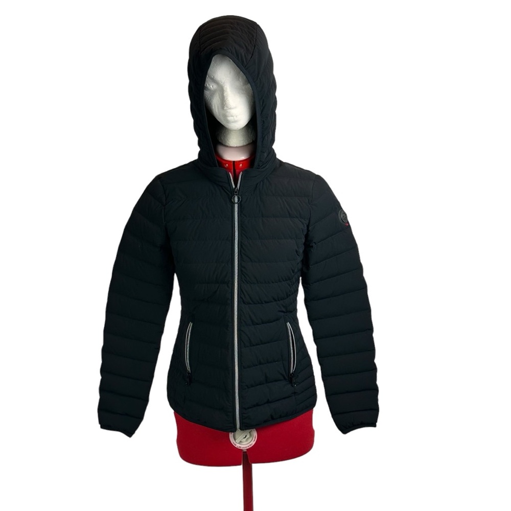 Cape Horn Down Puffer Removable Hood Paloma Jacket Black Zip Women SMALL Size 44